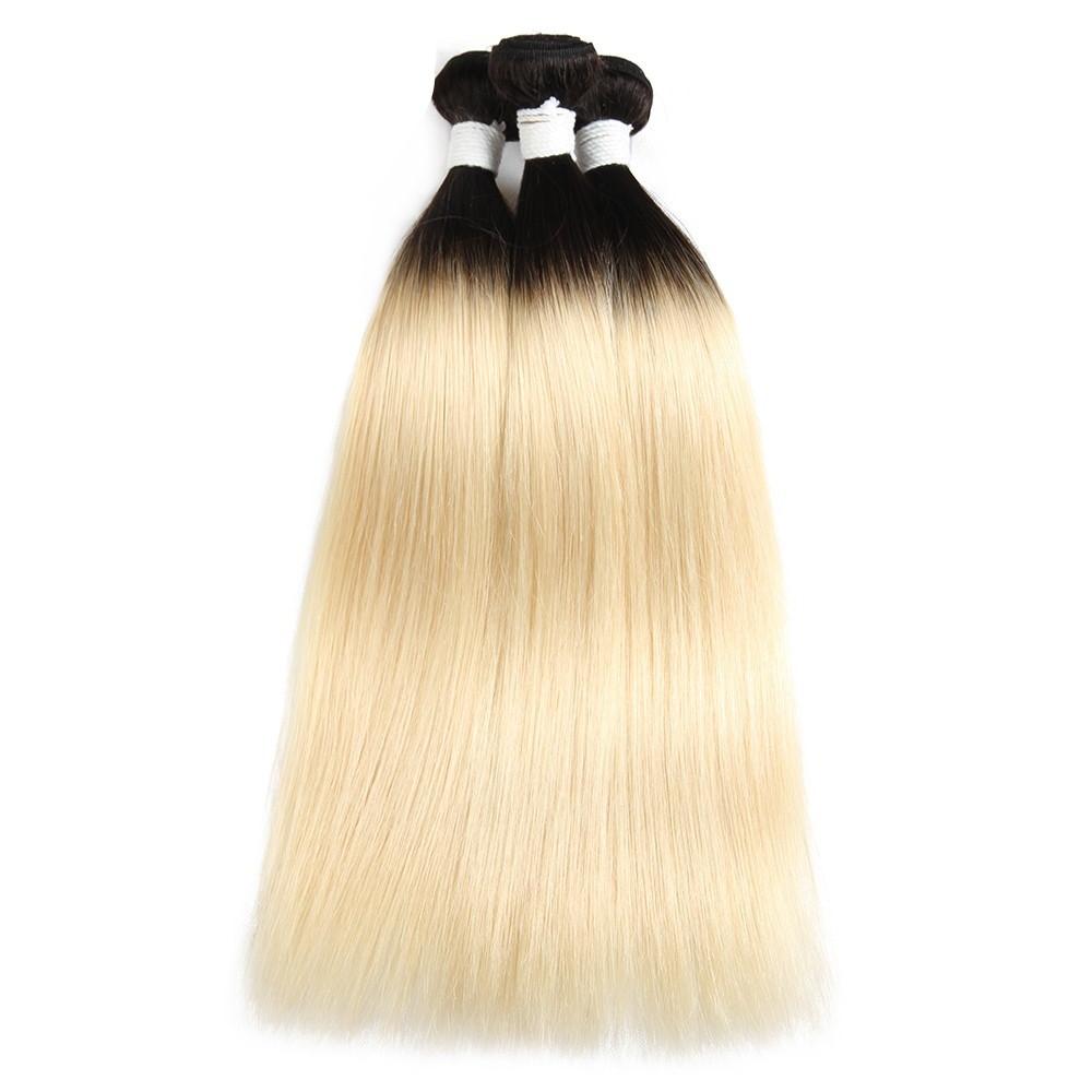 Brazilian Blonde 10A Grade #1B/613 Straight BUNDLES with CLOSURES & FR - GlamAura