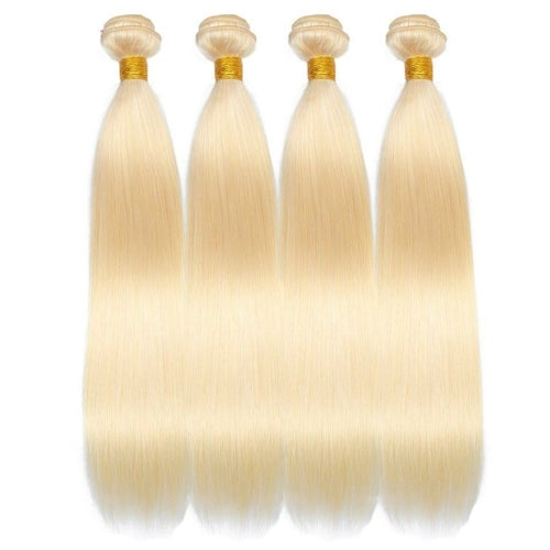 Brazilian Blonde 10A Grade #1B/613 Straight BUNDLES with CLOSURES & FR - GlamAura
