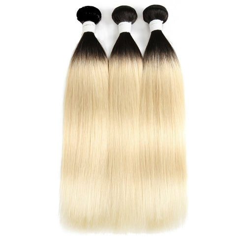 Brazilian Blonde 10A Grade #1B/613 Straight BUNDLES with CLOSURES & FR - GlamAura