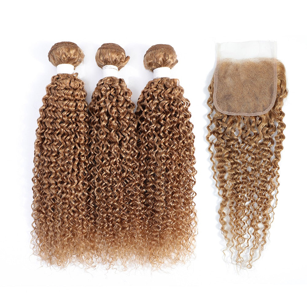 10A Grade Ombre #27 Kinky Curly #1B/4/27 BUNDLES with 4x4 CLOSURES & 1 - GlamAura