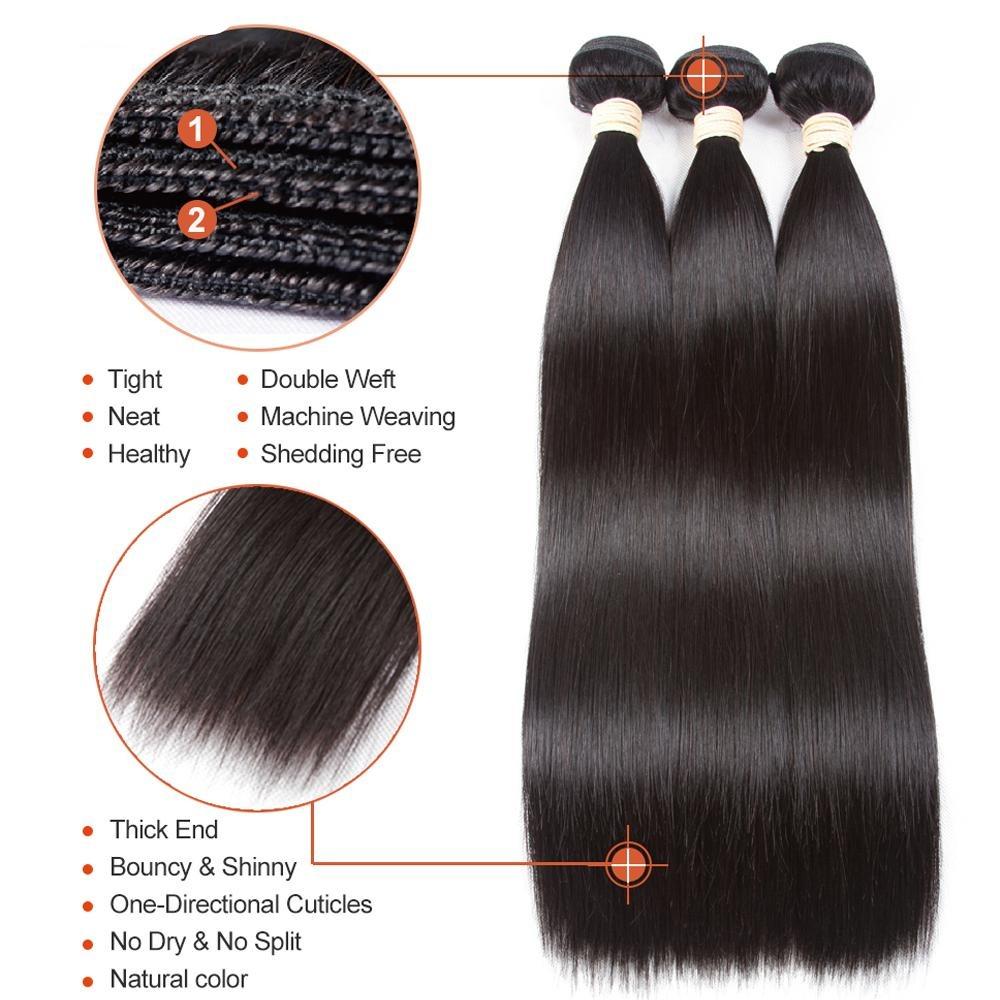 BeuMax 10A Grade 3/4 Straight Hair Bundles with 2x6 Closure Brazilian - GlamAura