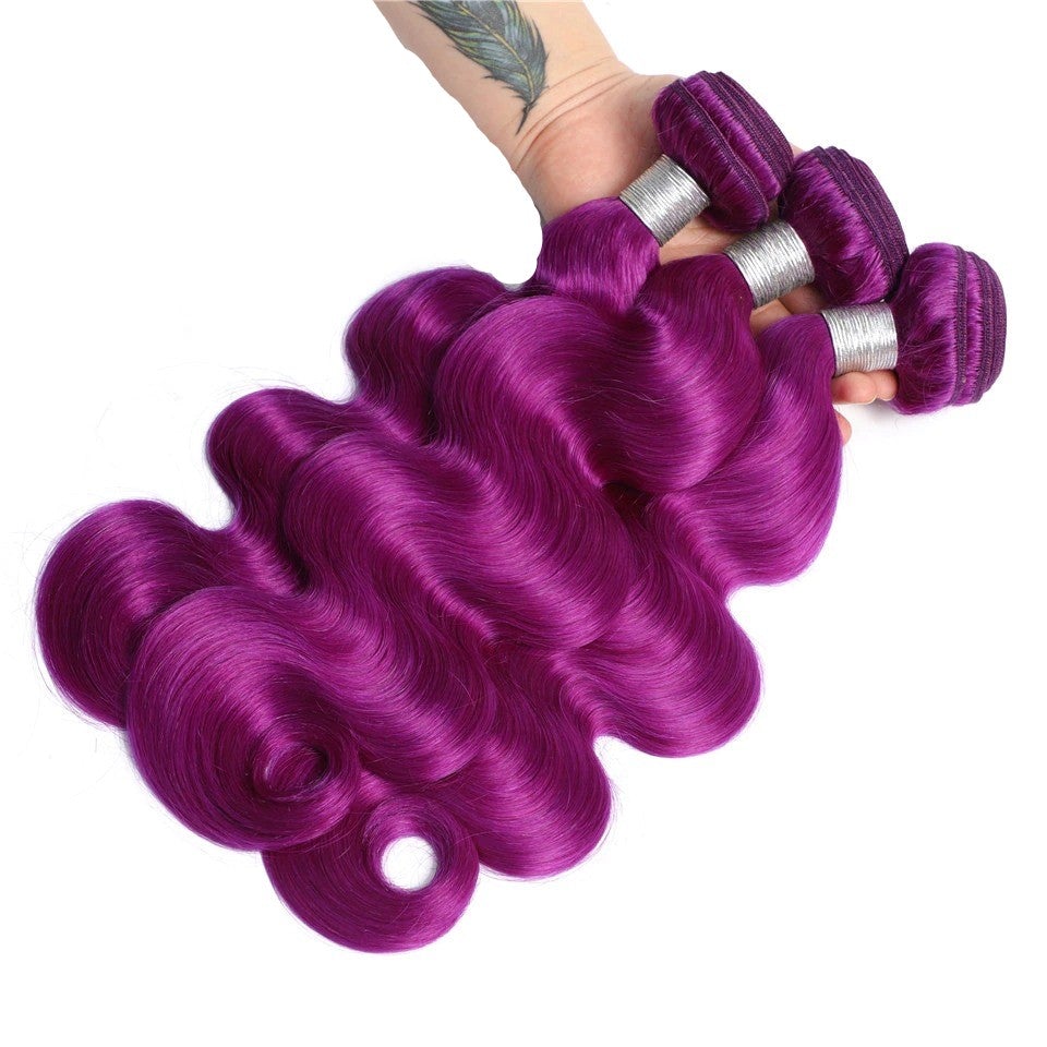 Body Wave 10A Grade Purples #1B/ purple 3/4 BUNDLES with CLOSURES & FR - GlamAura