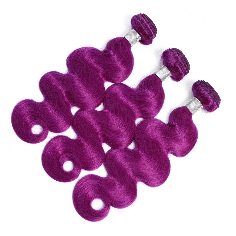 Body Wave 10A Grade Purples #1B/ purple 3/4 BUNDLES with CLOSURES & FR - GlamAura
