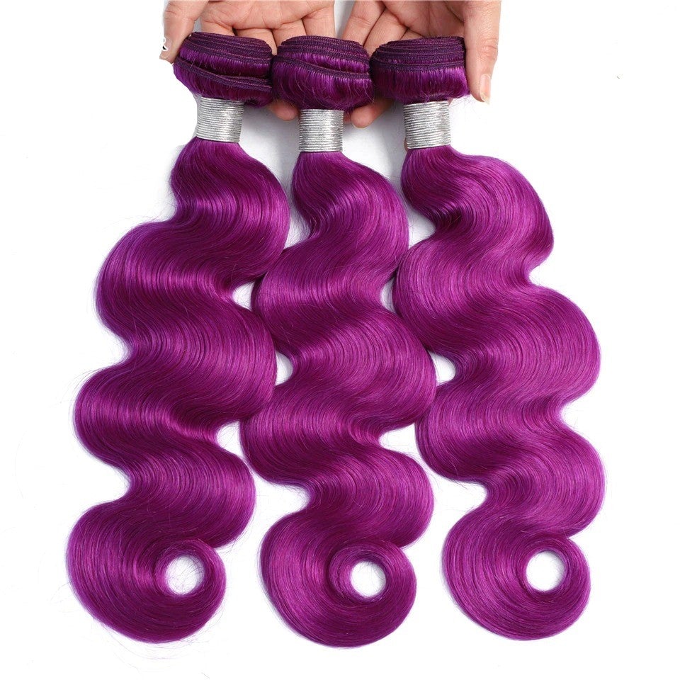 Body Wave 10A Grade Purples #1B/ purple 3/4 BUNDLES with CLOSURES & FR - GlamAura