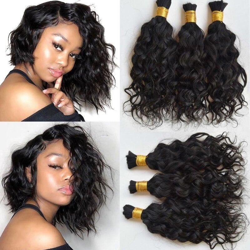 Water Wave Human Hair i Tip Microlinks Bulk Braiding Human Hair Bundle - GlamAura