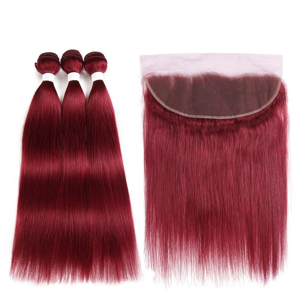 Burgundy 10A Grade 3/4 Straight #1B/Burgundy BUNDLES with CLOSURES & F - GlamAura