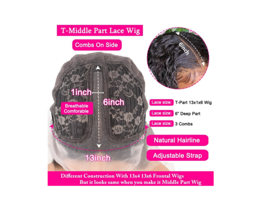 13x1x4 Deep Wave 13x1x6 T part Lace Transparent Human Hair Wigs 180% D - GlamAura