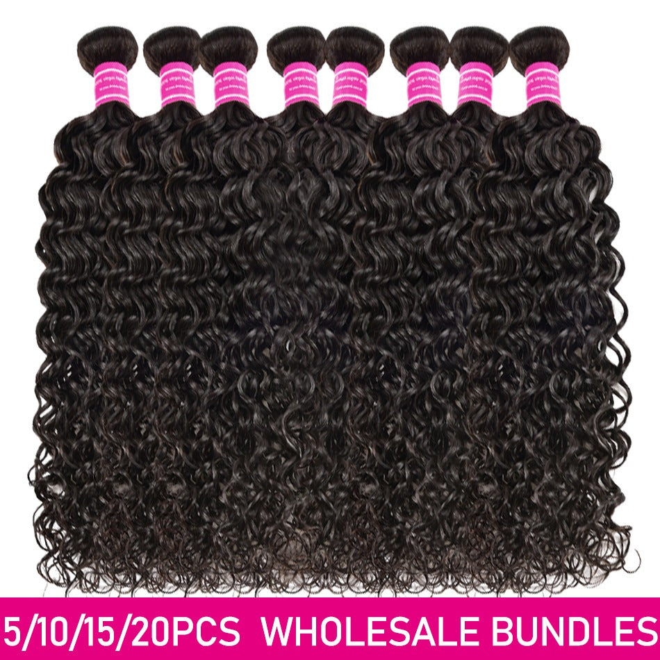 Wholesale 5/6/10/12 Bundles Brazilian Water Wave 10A Grade Human Hair - GlamAura