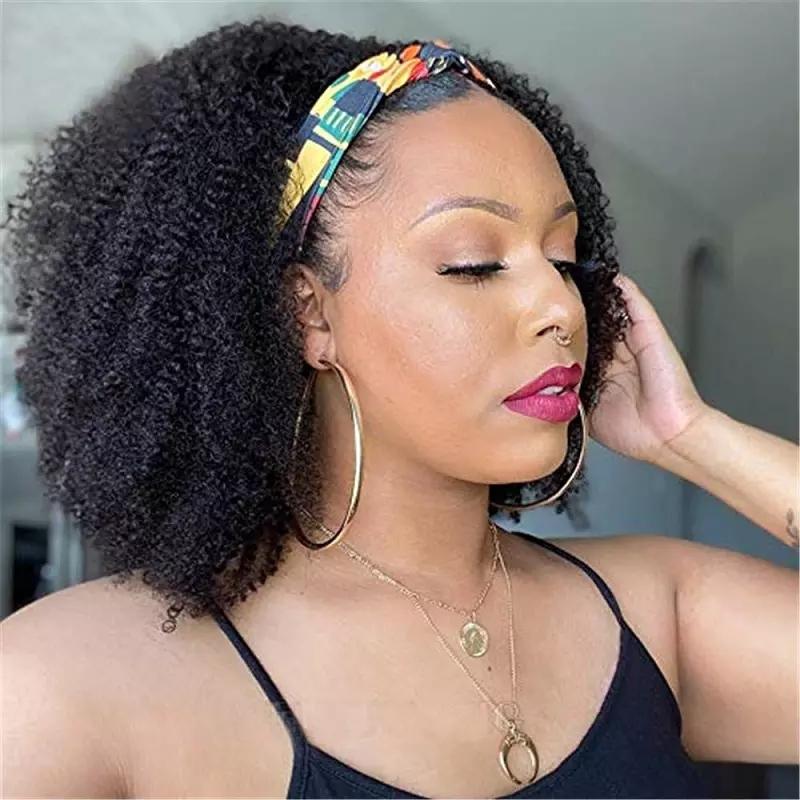 BeuMax Headband Afro Kinky curly Scarf Human Hair Wigs - GlamAura