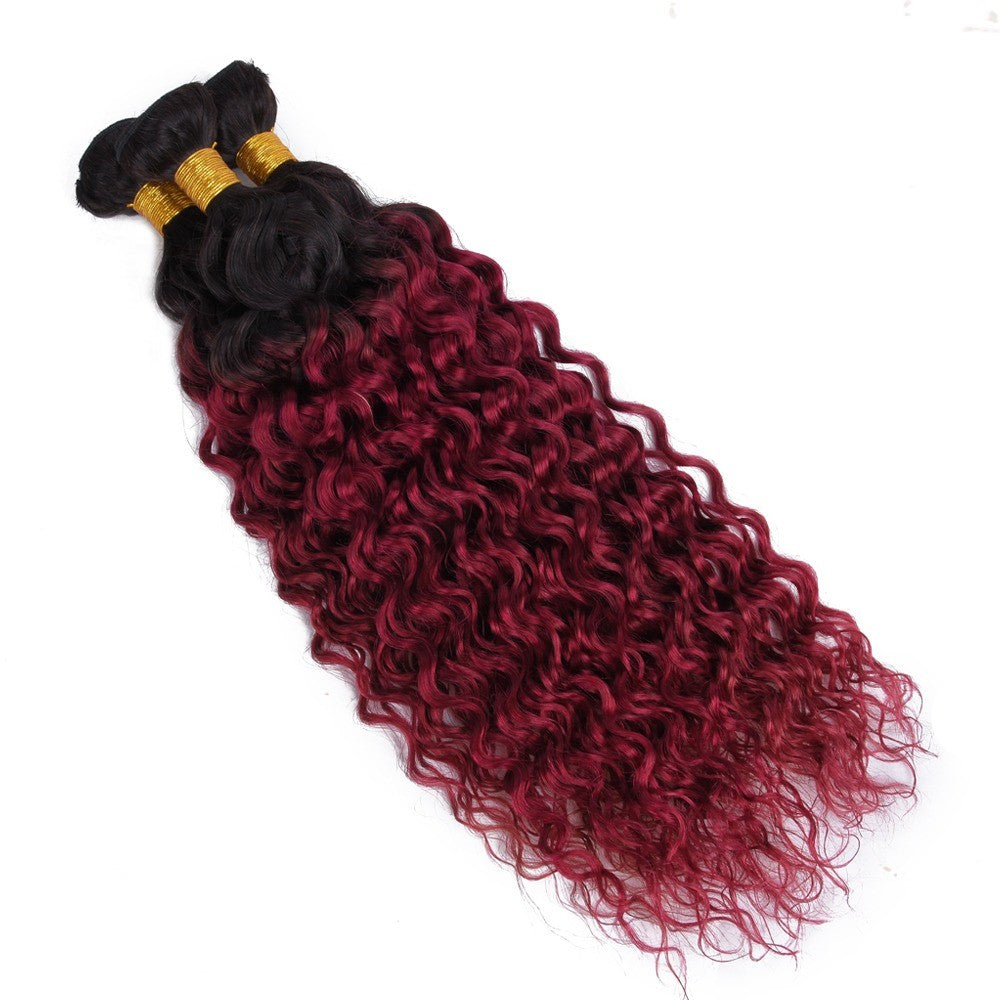 Burg 10A Grade Water Wave #1B/Burgundy BUNDLES with CLOSURES & FRONTAL - GlamAura