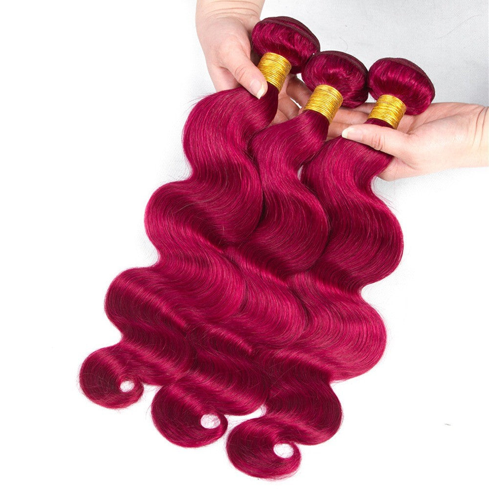 Burgundy 10A Grade Body Wave #1B/Burgundy BUNDLES with CLOSURES & FRON - GlamAura