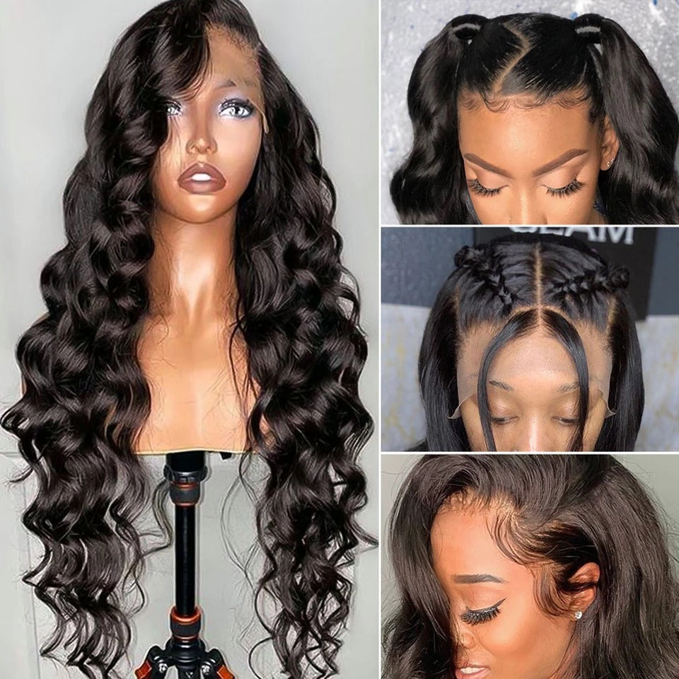 13x4 HD Transparent Lace Frontal Loose Body Wave Human Hair Wigs 180% - GlamAura