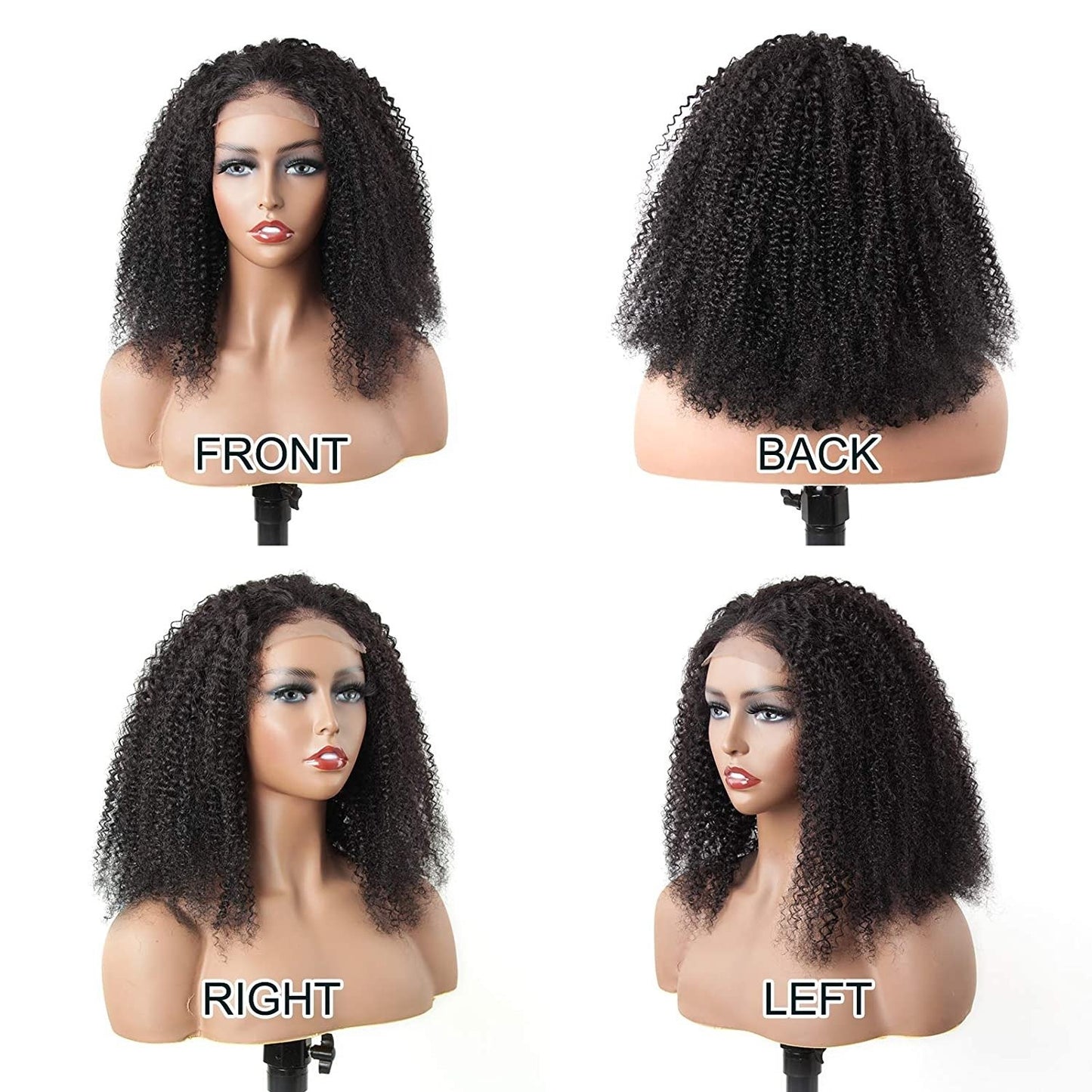 180% Density Full 4x4 Transparent Lace Front Afro Kinky Curly Human Ha - GlamAura
