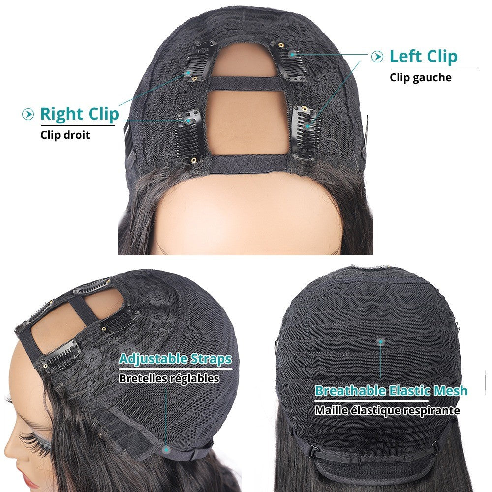 U Part Wig Jerry Curl Human Hair Wigs For Black Women Brazilian Remy H - GlamAura