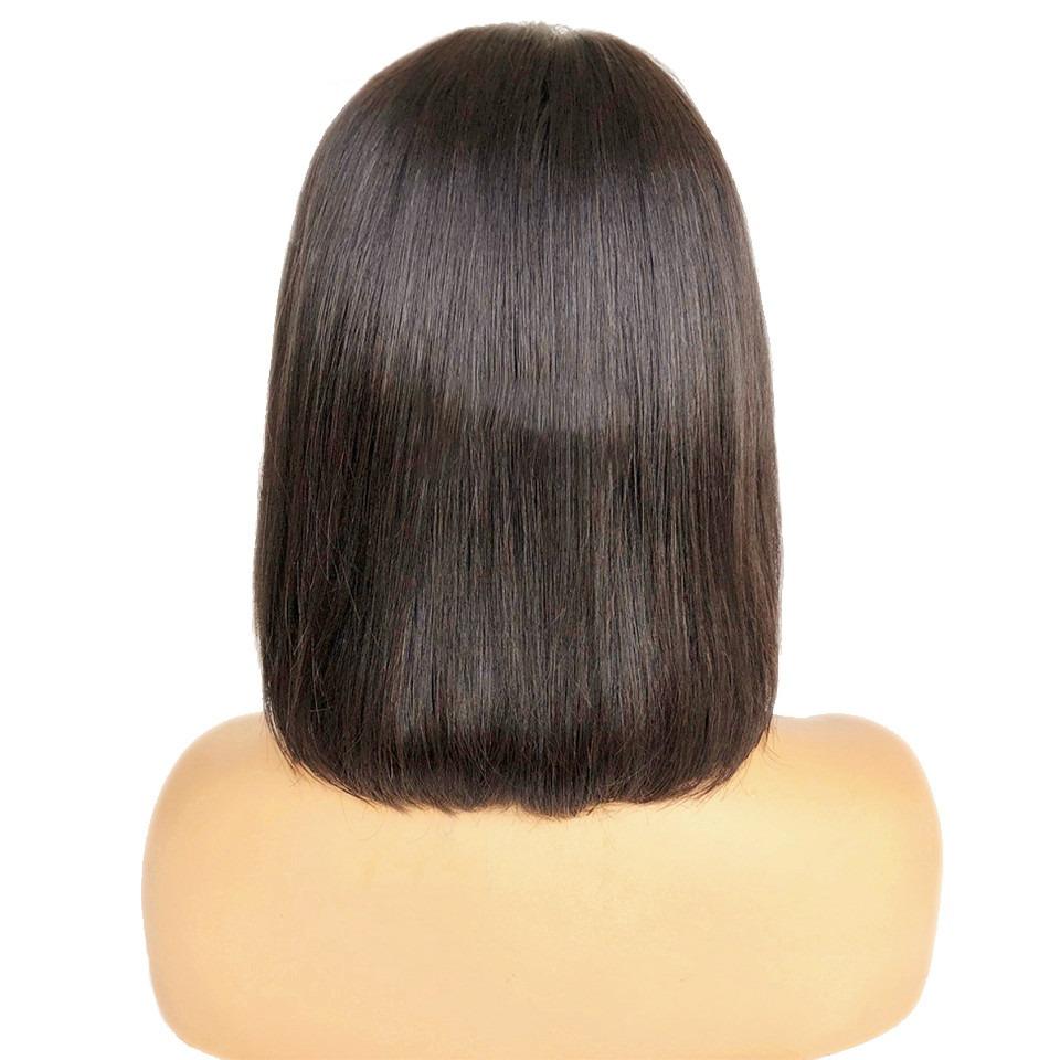 Straight Bob Human Hair Wigs with Bangs for Black Women Brazilian Full - GlamAura