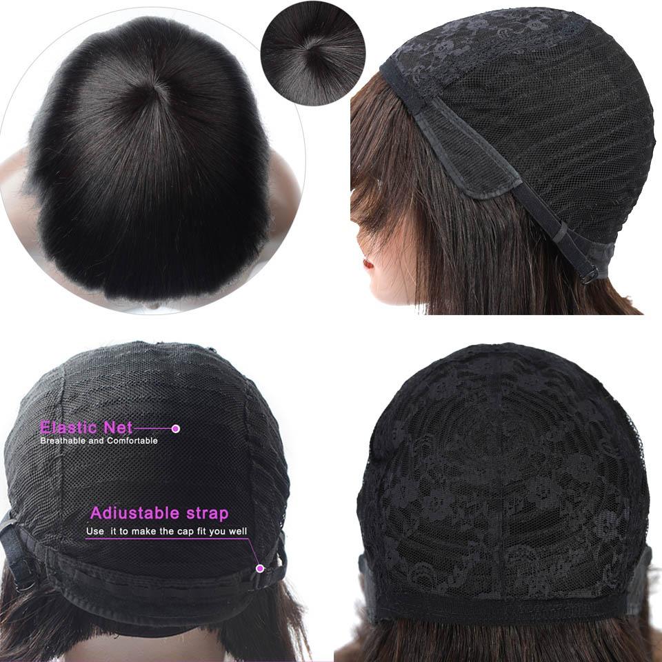 Straight Bob Human Hair Wigs with Bangs for Black Women Brazilian Full - GlamAura