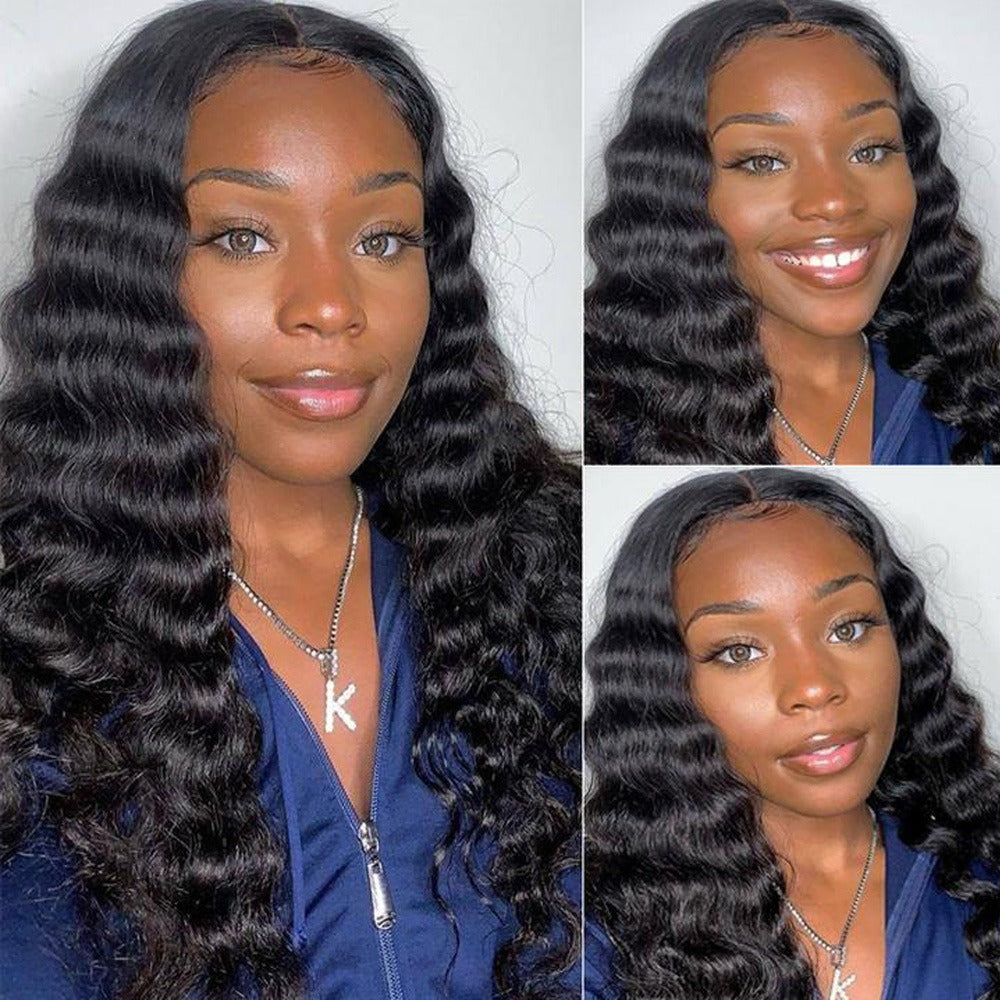 U Part Wig Loose Deep Human Hair Wigs For Black Women Brazilian Remy H - GlamAura