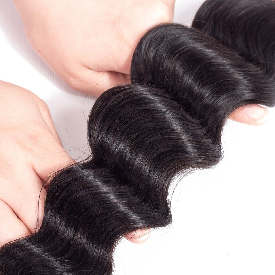 10A Grade 1/3/4 Loose Body Wave Weave Peruvian Human Hair Extension Bu - GlamAura