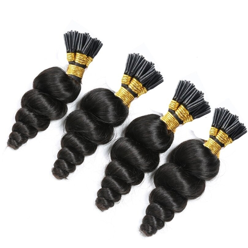 Loose Wave Human Hair i Tip Microlinks Bulk Braiding Human Hair Bundle - GlamAura