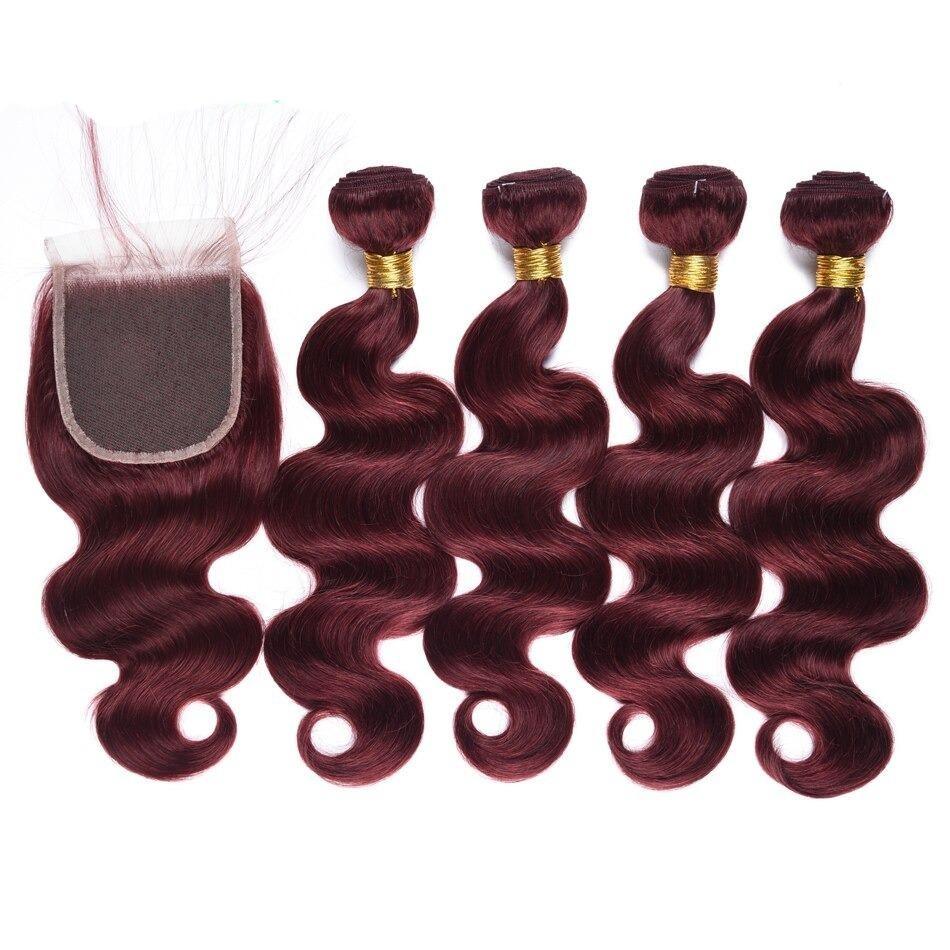 10A Grade #99J Body Wave #1B/99j BUNDLES with 4x4 CLOSURES & 13x4 FRO - GlamAura