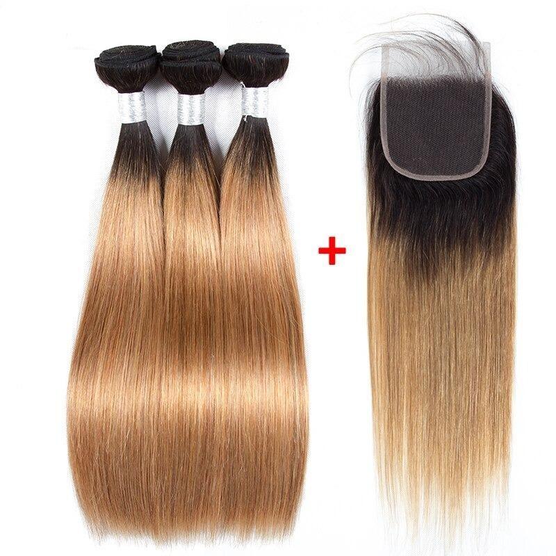 BeuMax 1B/27 Straight Hair BUNDLES with CLOSURES & FRONTALS - GlamAura