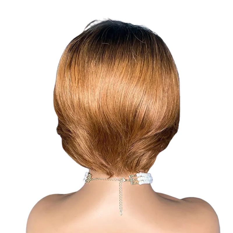 Ombre Short Bob Pixie Cut 13x4x1 T Lace Front Straight Human Hair Wigs - GlamAura