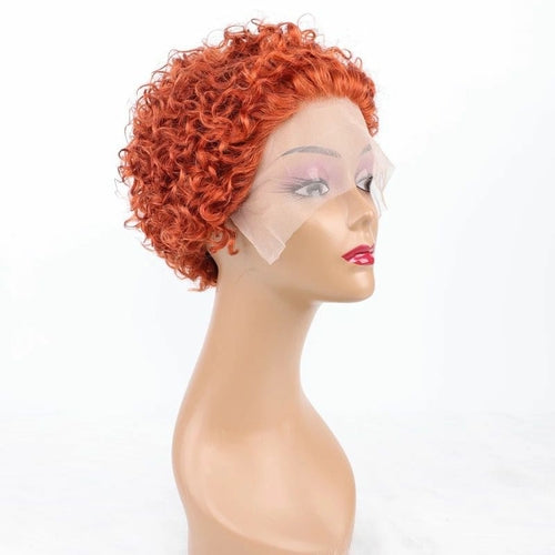 Ombre Short Pixie Cut 13x4x1 T Lace Front Curly Human Hair Wigs 8 Inch - GlamAura