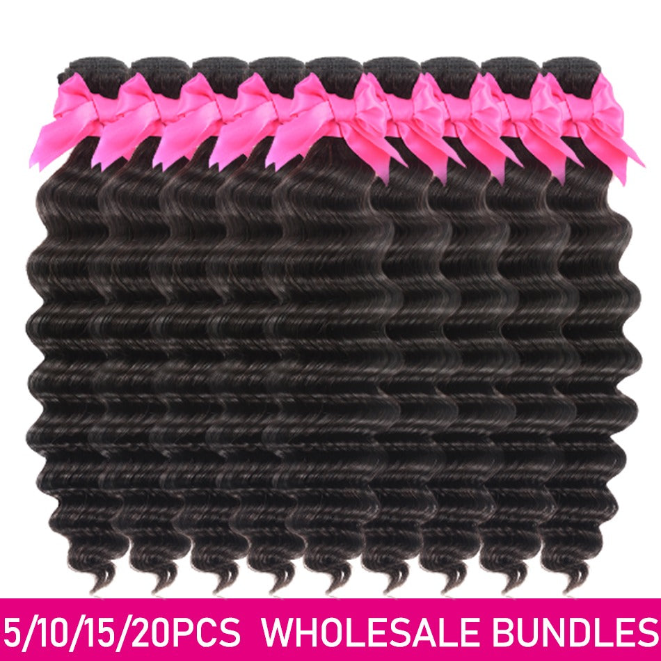 Wholesale 5/6/10/12 Bundles Brazilian Loose Deep Wave 10A Grade Human - GlamAura