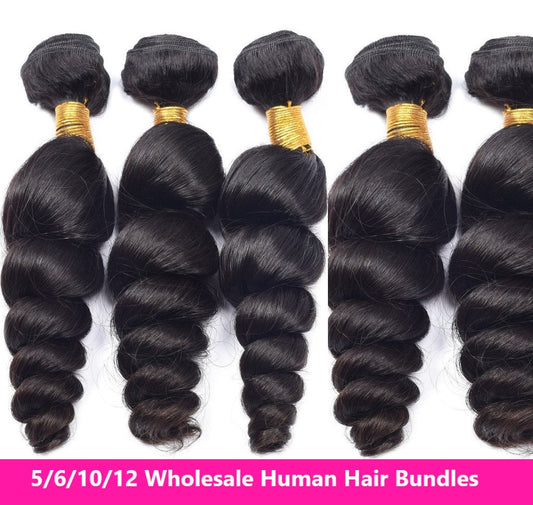 Wholesale Brazilian Loose Wave 5/6/10/12 Bundles 10A Grade Human Hair - GlamAura