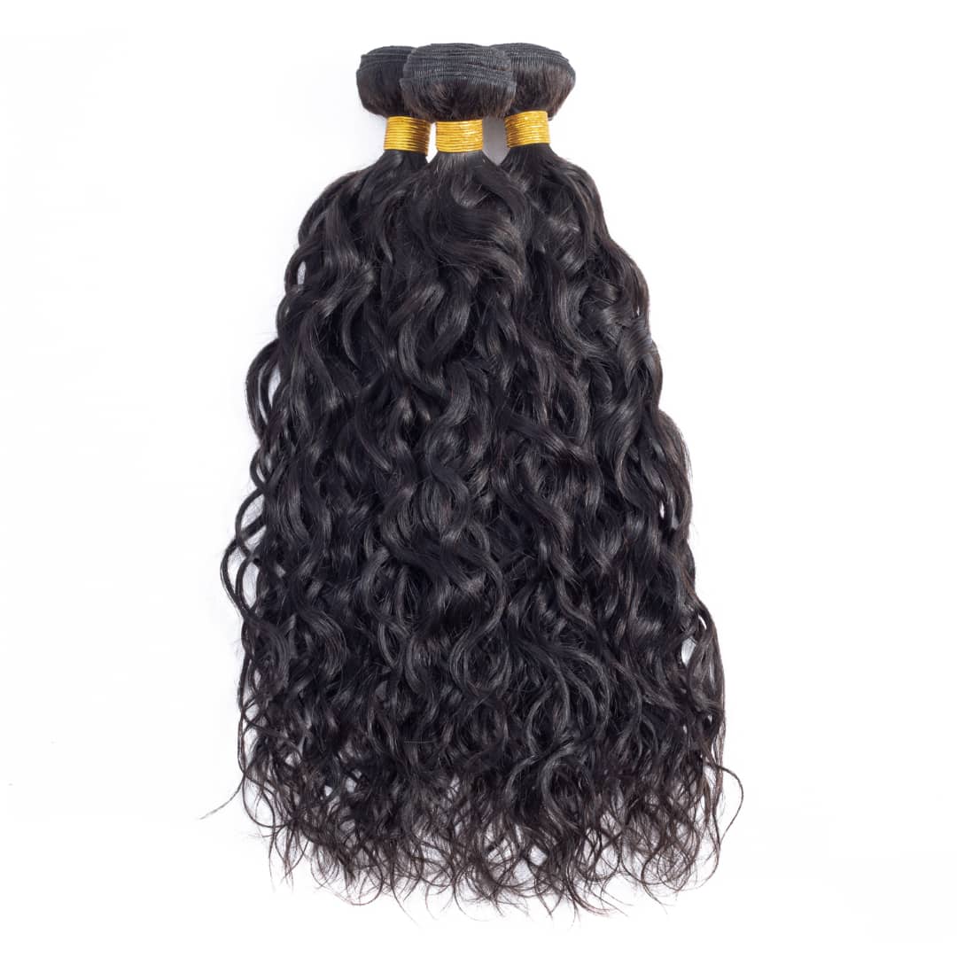 10A Grade 3/4 Water Wave Human Hair bundles with  4x4 Closures & 13x4 - GlamAura