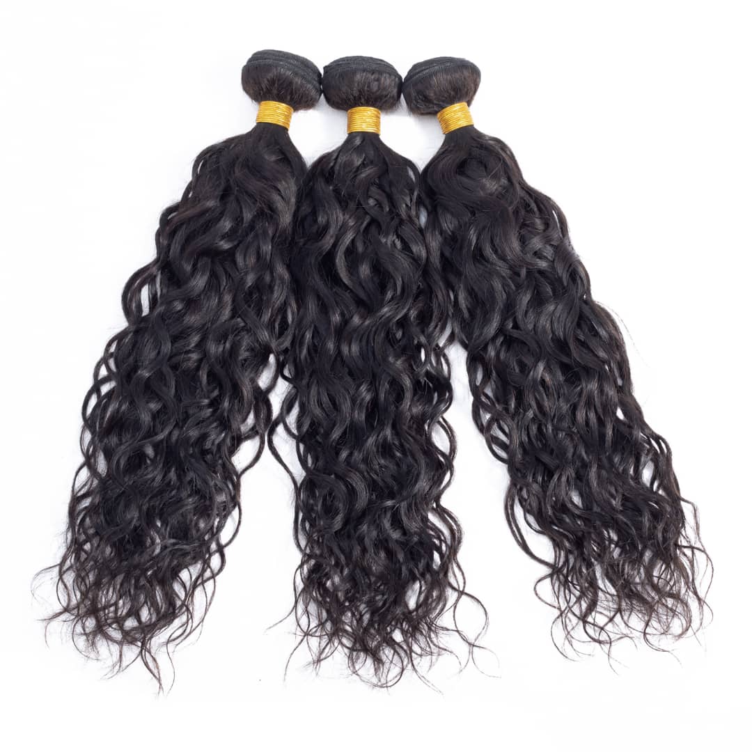 10A Grade 3/4 Water Wave Human Hair bundles with  4x4 Closures & 13x4 - GlamAura