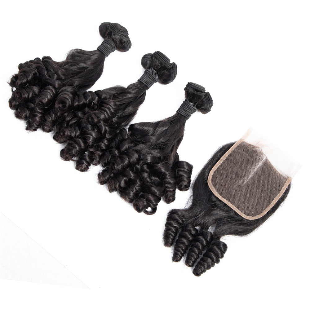 10A Grade Brazilian 3/4 Spiral Curl Human Hair bundles with 4x4 Closur - GlamAura