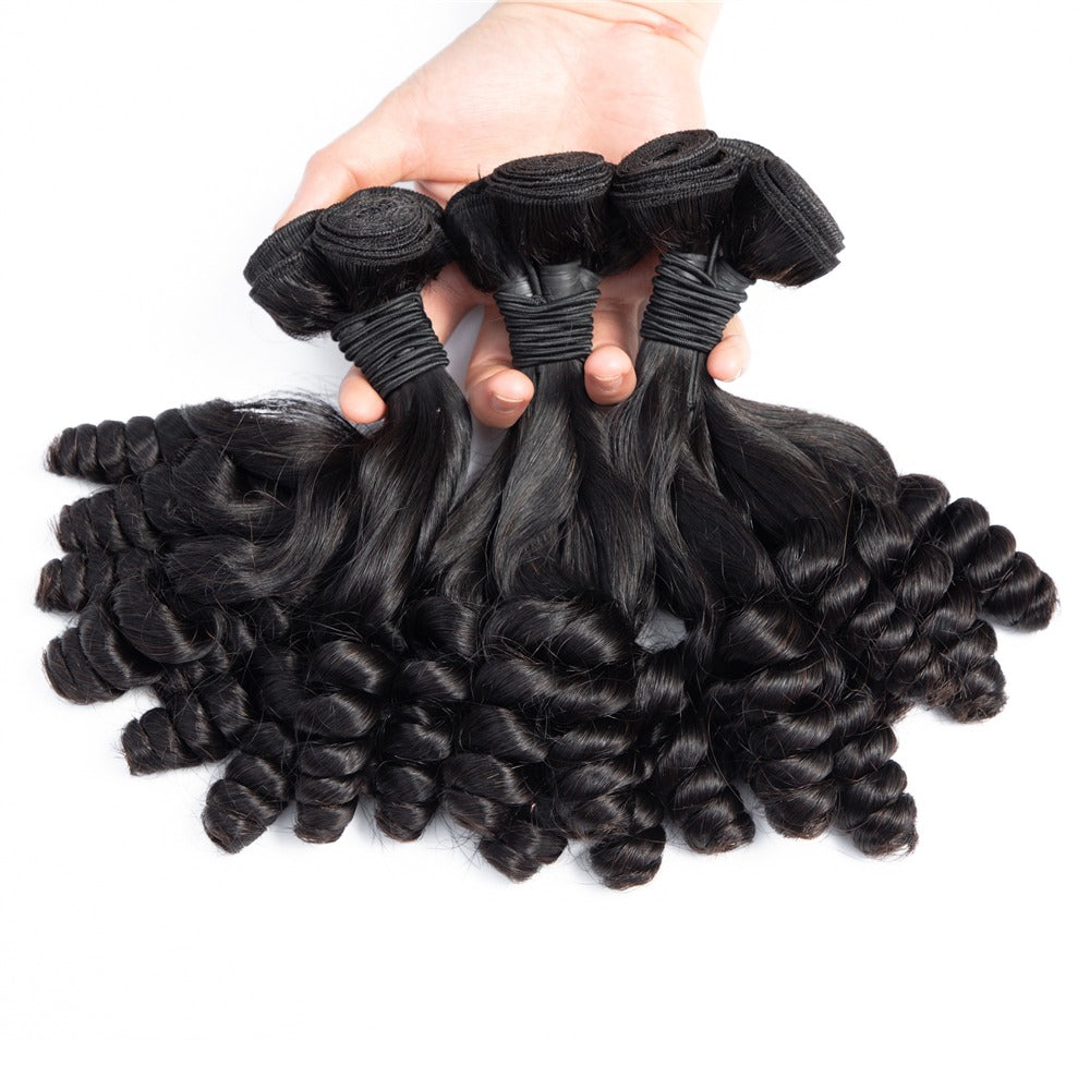 10A Grade Brazilian 3/4 Spiral Curl Human Hair bundles with 4x4 Closur - GlamAura
