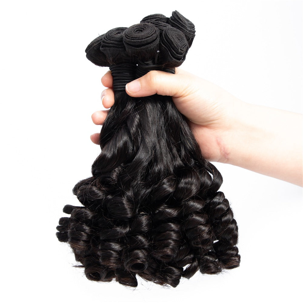 10A Grade Brazilian 3/4 Spiral Curl Human Hair bundles with 4x4 Closur - GlamAura