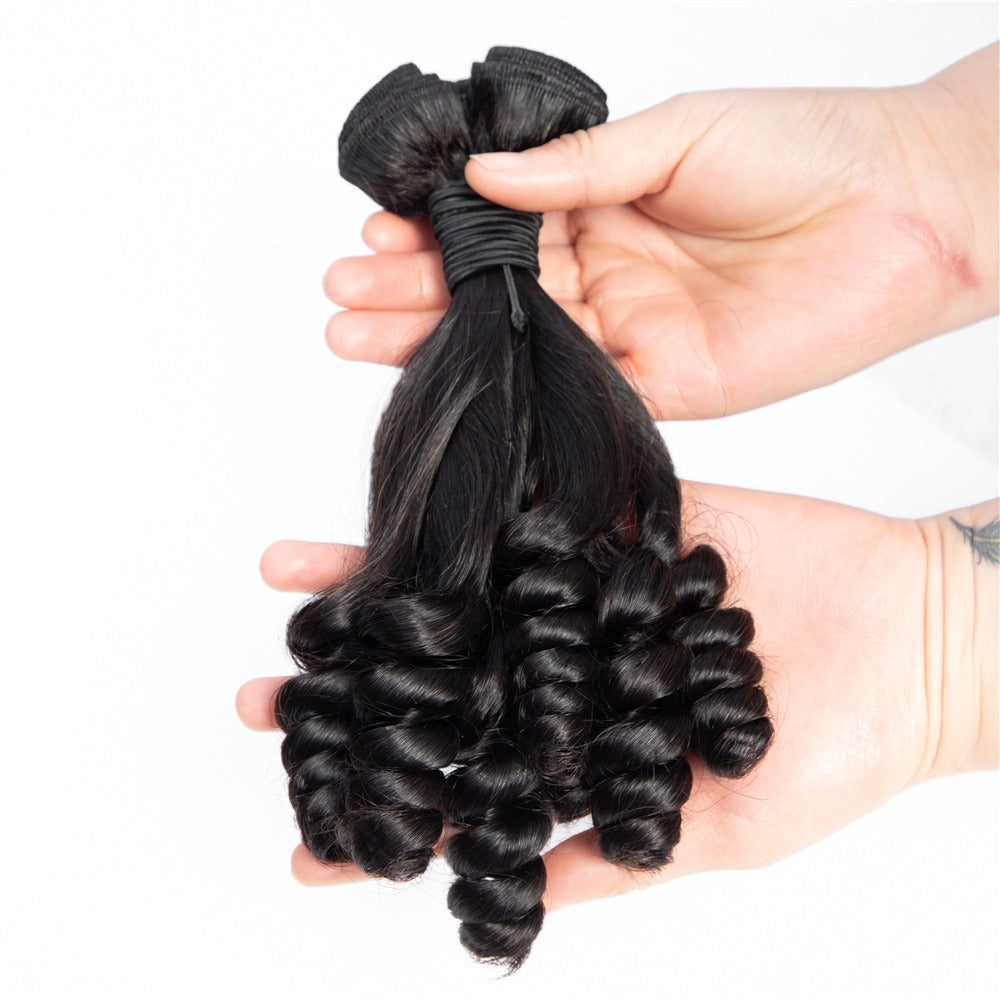 10A Grade Brazilian 3/4 Spiral Curl Human Hair bundles with 4x4 Closur - GlamAura