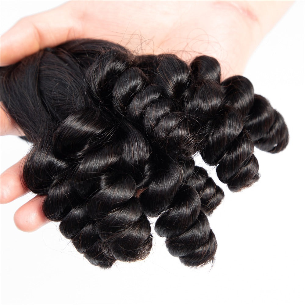 10A Grade Brazilian 3/4 Spiral Curl Human Hair bundles with 4x4 Closur - GlamAura