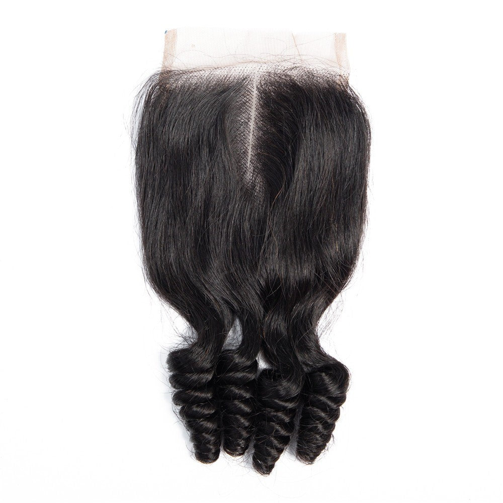 10A Grade Brazilian 3/4 Spiral Curl Human Hair bundles with 4x4 Closur - GlamAura
