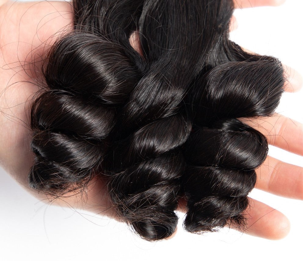 10A Grade Brazilian 3/4 Spiral Curl Human Hair bundles with 4x4 Closur - GlamAura
