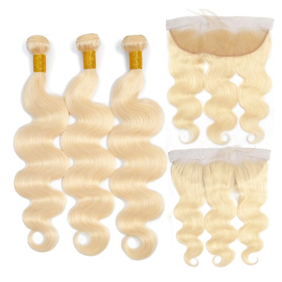Blonde Body Wave #1B/613 BUNDLES with CLOSURES & FRONTALS - GlamAura