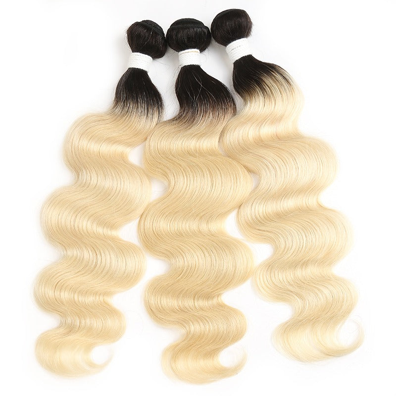 Blonde Body Wave #1B/613 BUNDLES with CLOSURES & FRONTALS - GlamAura