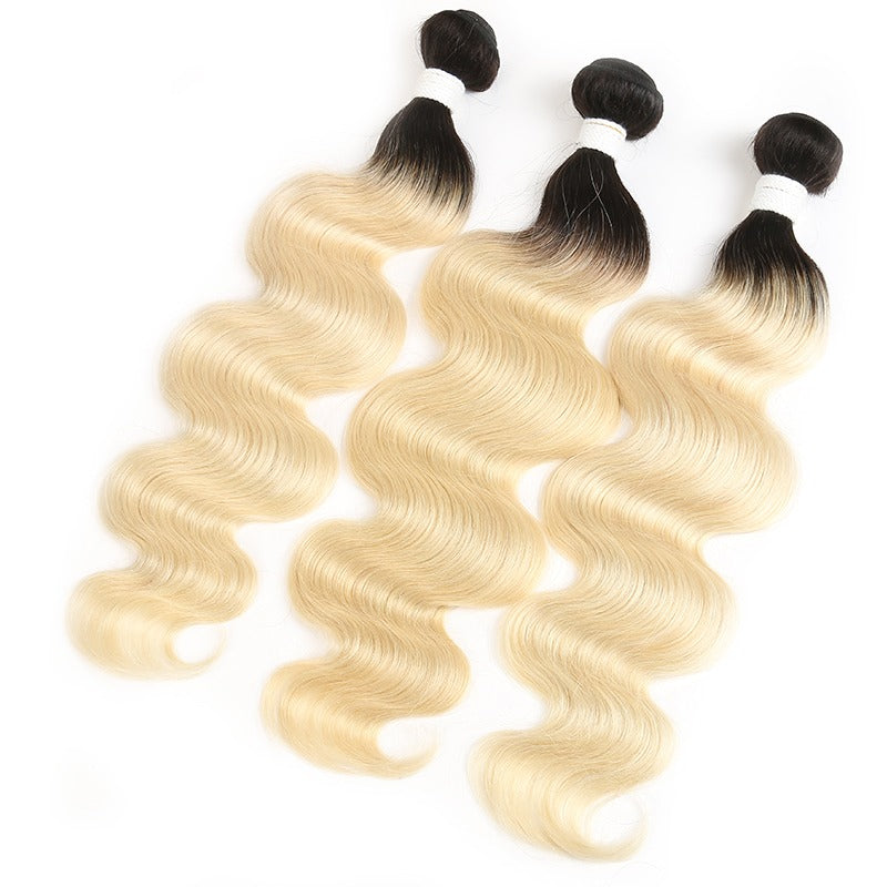 Blonde Body Wave #1B/613 BUNDLES with CLOSURES & FRONTALS - GlamAura
