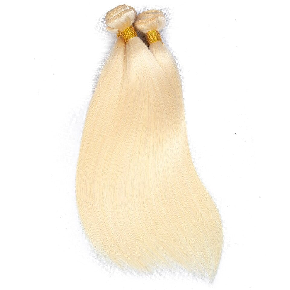 Brazilian Blonde 10A Grade #1B/613 Straight BUNDLES with CLOSURES & FR - GlamAura