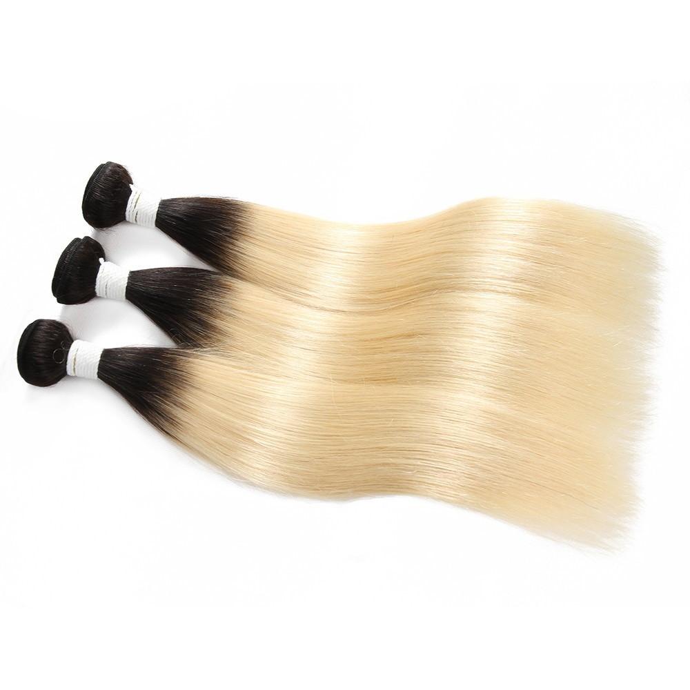 Brazilian Blonde 10A Grade #1B/613 Straight BUNDLES with CLOSURES & FR - GlamAura