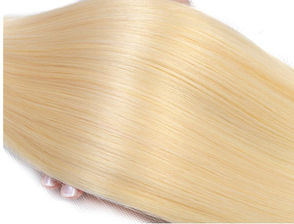 Brazilian Blonde 10A Grade #1B/613 Straight BUNDLES with CLOSURES & FR - GlamAura