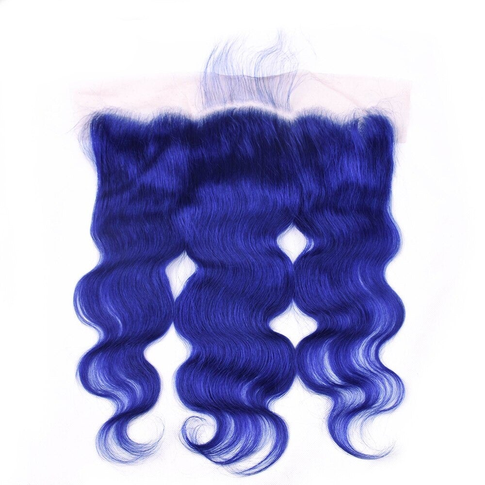 10A Grade Blue Body Wave BUNDLES with CLOSURES & FRONTALS #1B/ blue - GlamAura