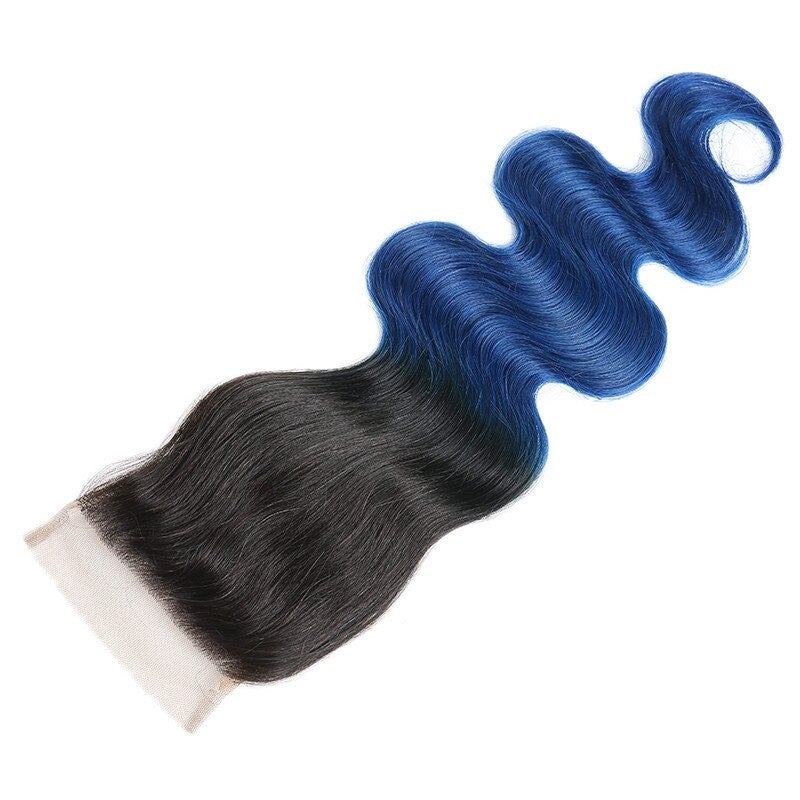 10A Grade Blue Body Wave BUNDLES with CLOSURES & FRONTALS #1B/ blue - GlamAura
