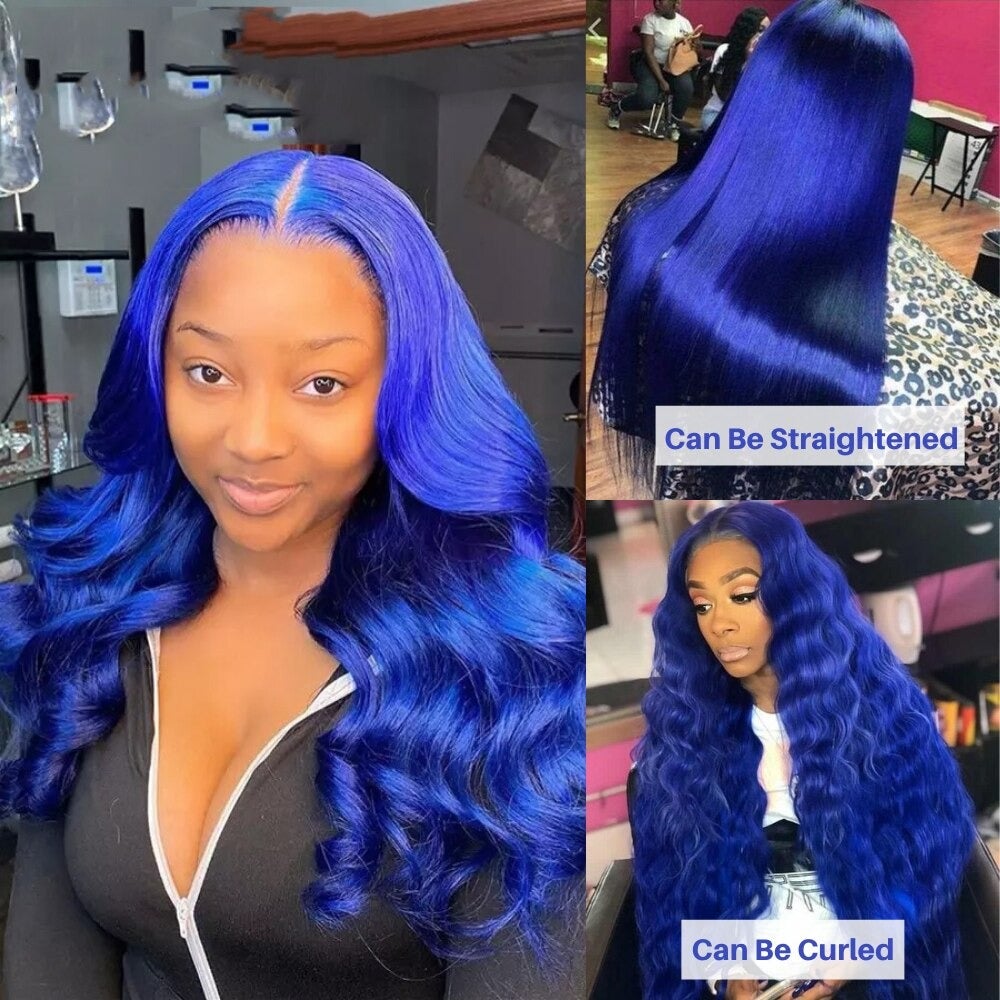 10A Grade Blue Body Wave BUNDLES with CLOSURES & FRONTALS #1B/ blue - GlamAura