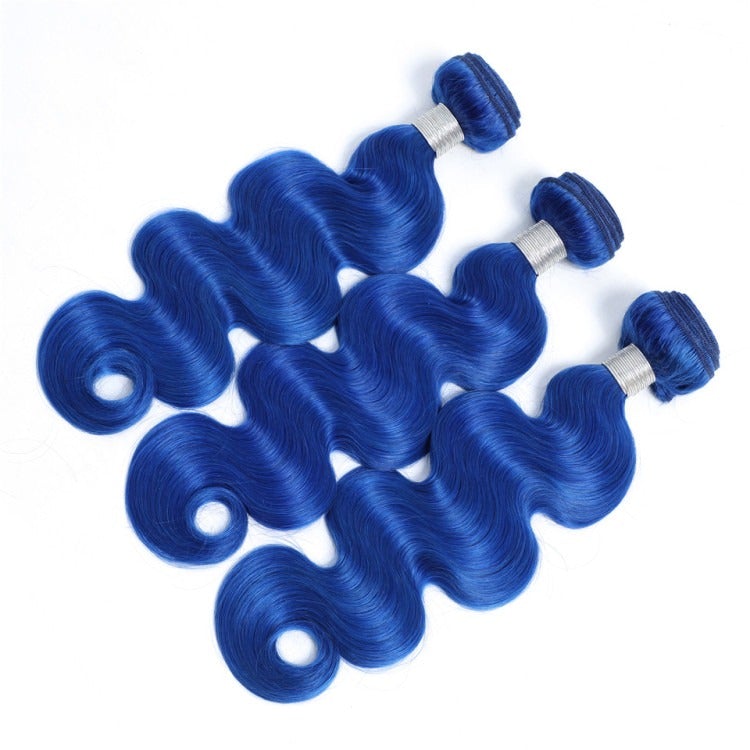 10A Grade Blue Body Wave BUNDLES with CLOSURES & FRONTALS #1B/ blue - GlamAura