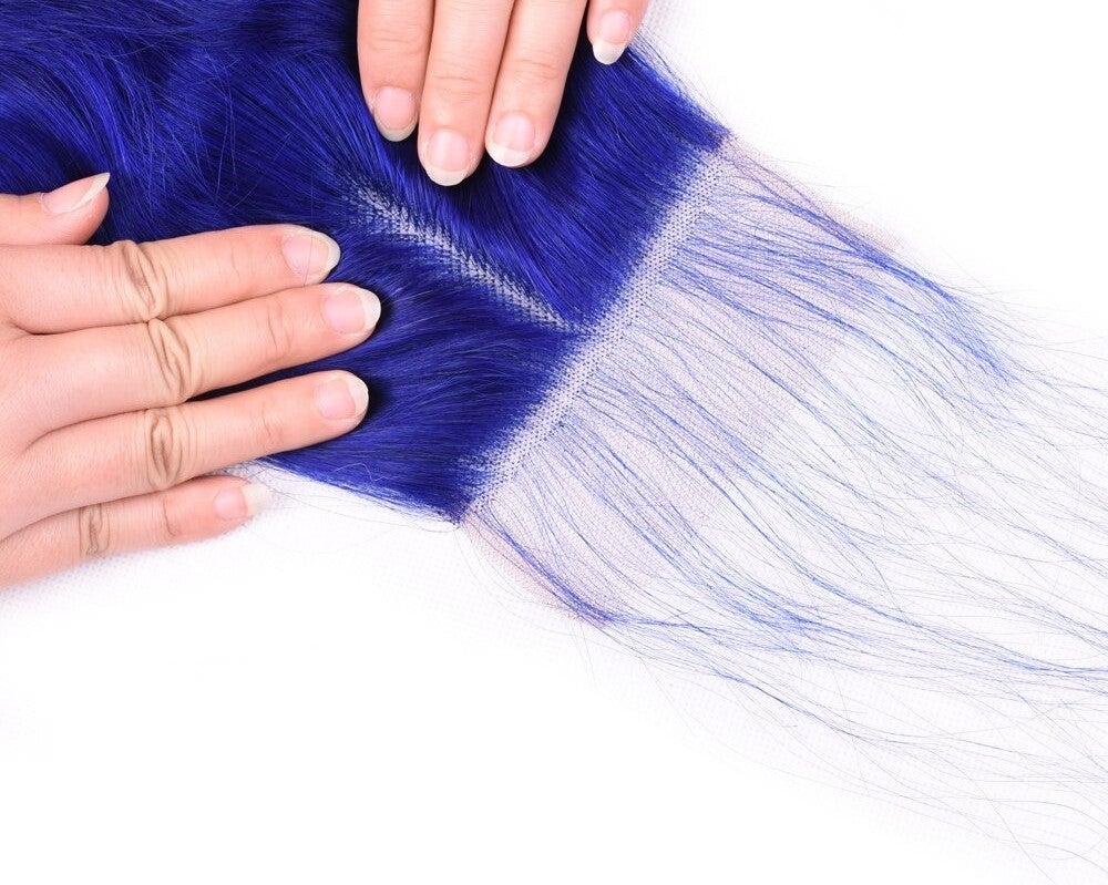 10A Grade Blue Body Wave BUNDLES with CLOSURES & FRONTALS #1B/ blue - GlamAura