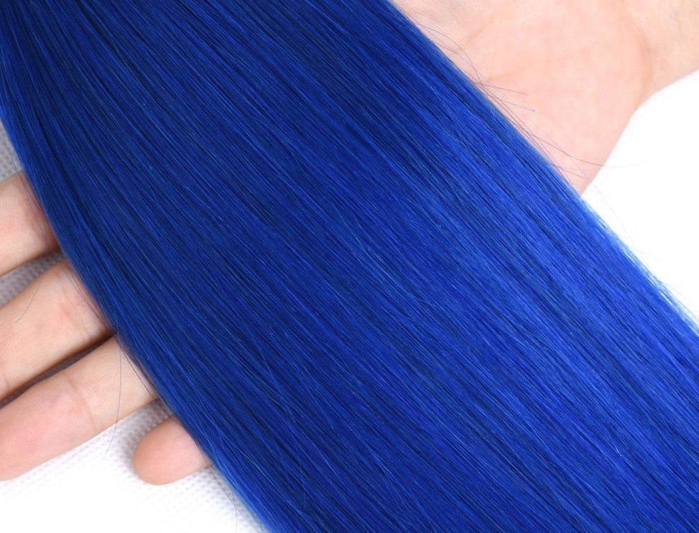 10A Grade Brazilian Blue Straight BUNDLES with CLOSURES & FRONTALS #1B - GlamAura